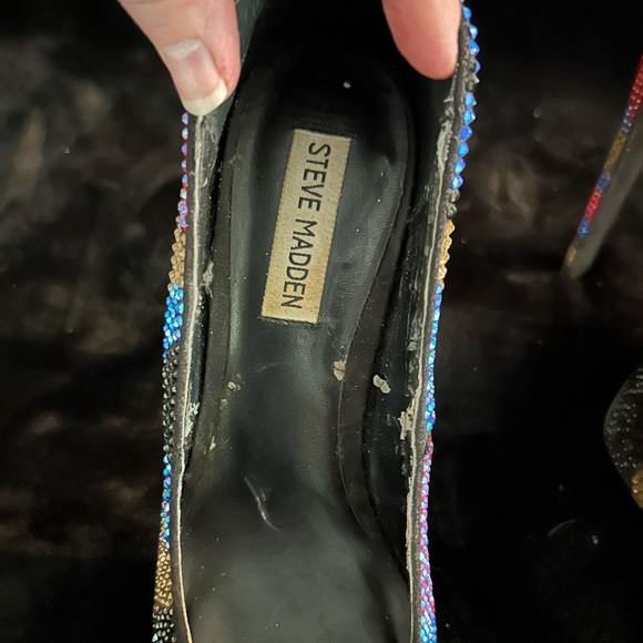 Steve Madden Size 8 Dyvinal Camouflage Rhinestone Crystal Platform 6” Heels - Picture 7 of 9